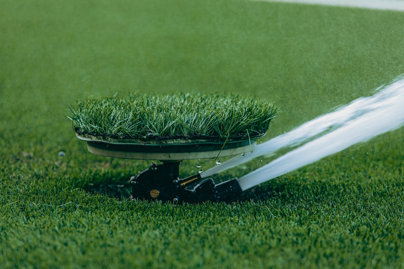 Sprinkler head watering turf grass